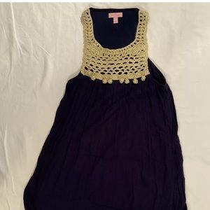 Lilly Pulitzer Rachelle dress navy gold Pom Pom XS